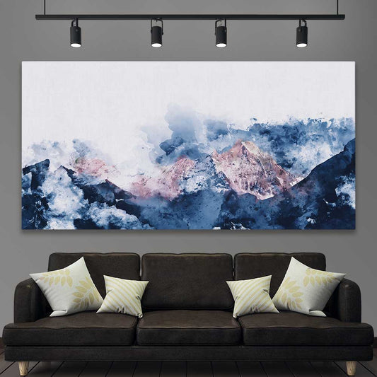 Abstract Mountains stretched canvas displayed in a room - part of our high quality canvas abstract wall art collection