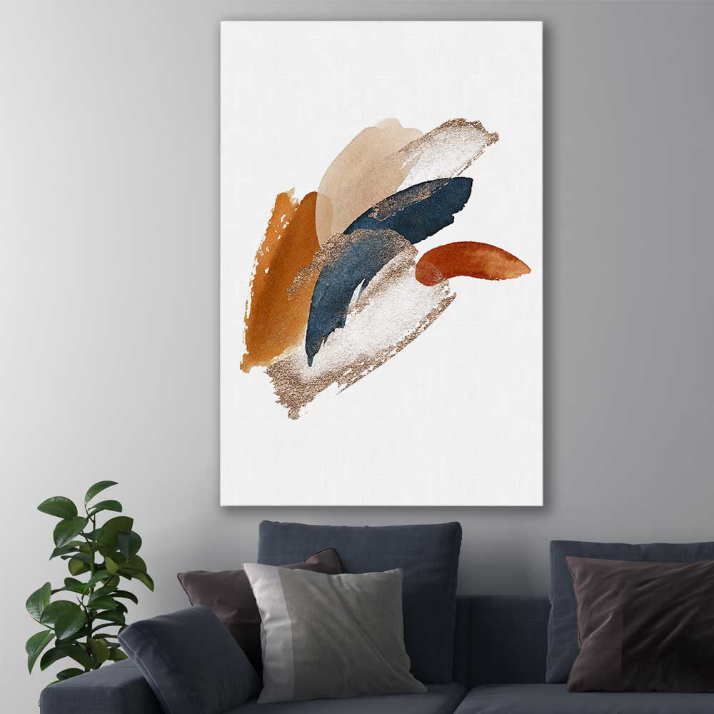 Abstract Strokes One stretched canvas displayed in a room - part of our high quality canvas abstract wall art collection