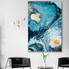 Aqua Path stretched canvas displayed in a room - part of our high quality canvas abstract wall art collection