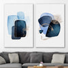Blue Ivory Pair stretched canvas displayed in a room - part of our high quality canvas abstract wall art collection