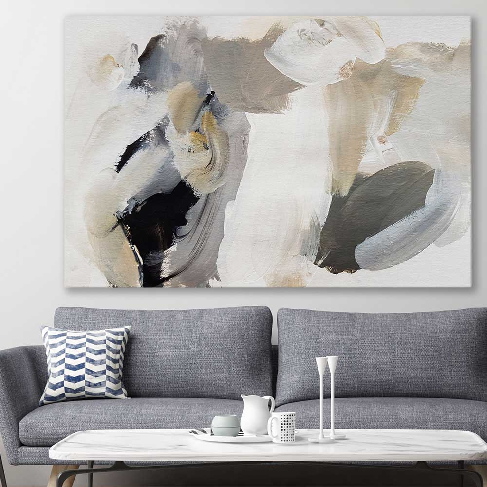 Cosy Neutral stretched canvas displayed in a room - part of our high quality canvas abstract wall art collection