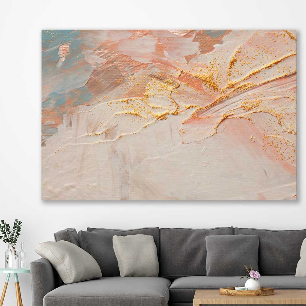 Cream Layers stretched canvas displayed in a room - part of our high quality canvas abstract wall art collection