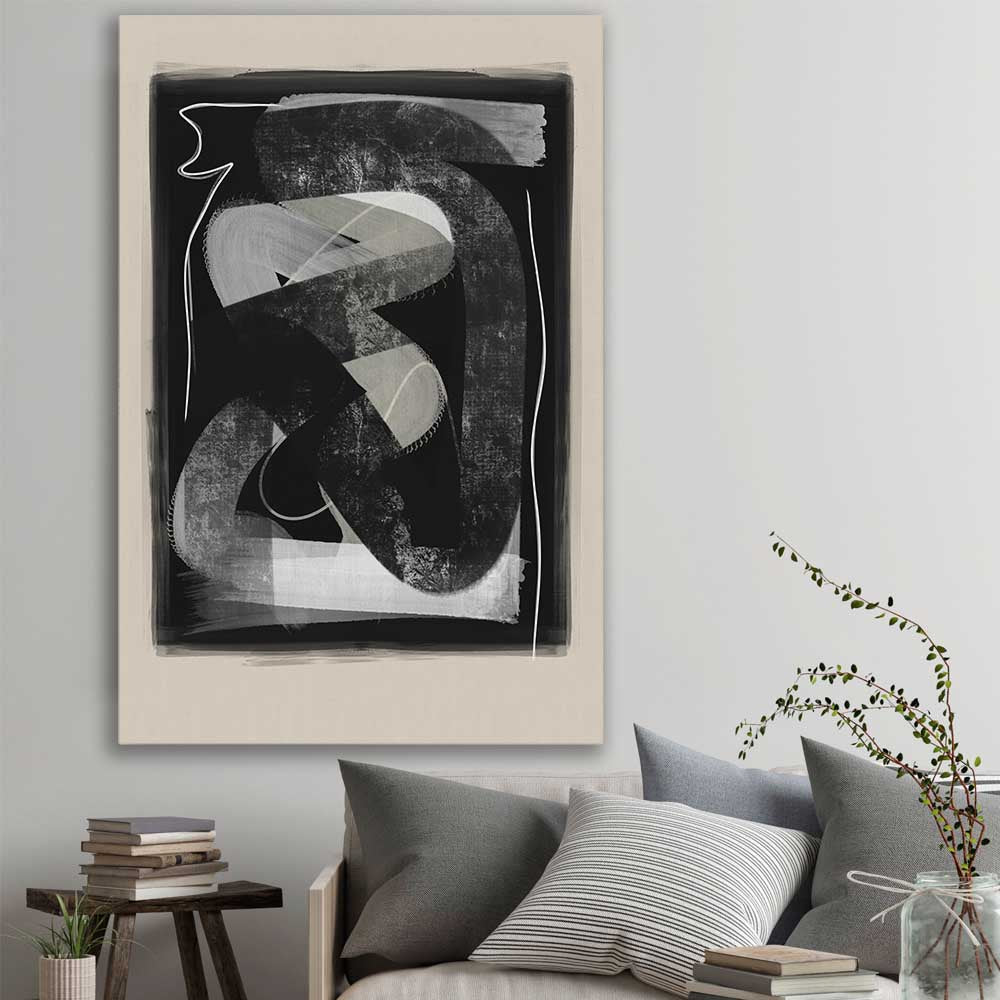 Dark Flow stretched canvas displayed in a room - part of our high quality canvas abstract wall art collection