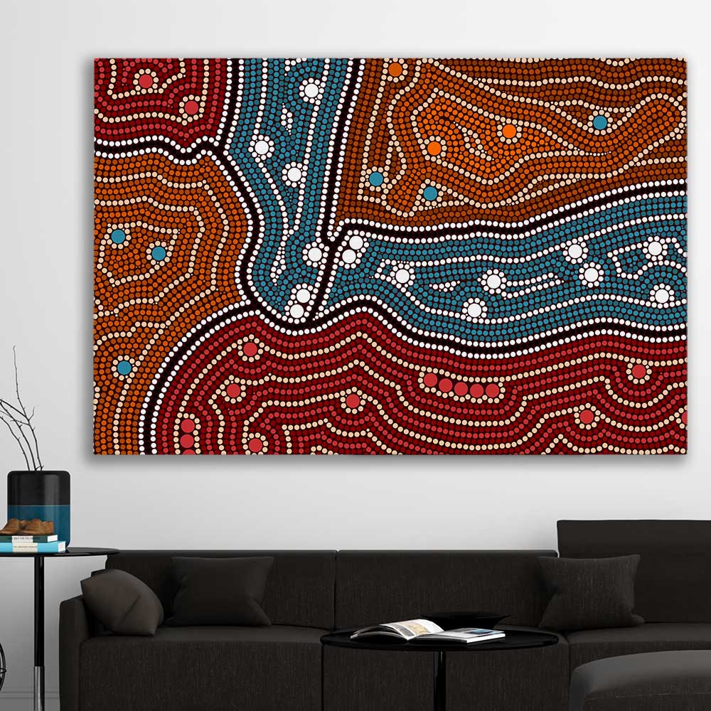 Dots of Night stretched canvas displayed in a room - part of our high quality canvas abstract wall art collection