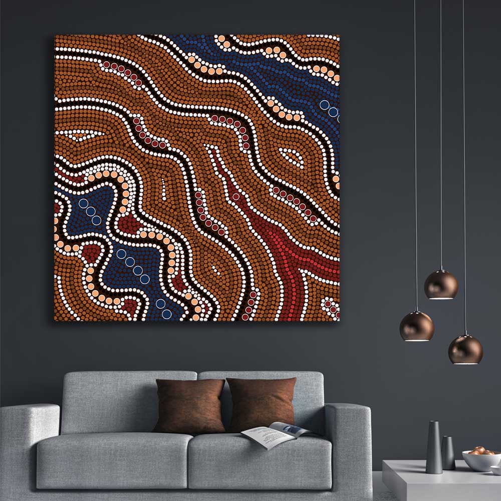 Dots of Time stretched canvas displayed in a room - part of our high quality canvas abstract wall art collection