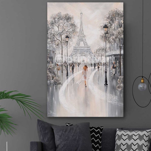 Eiffel Tower, Flair of Paris stretched canvas displayed in a room - part of our high quality canvas abstract wall art collection