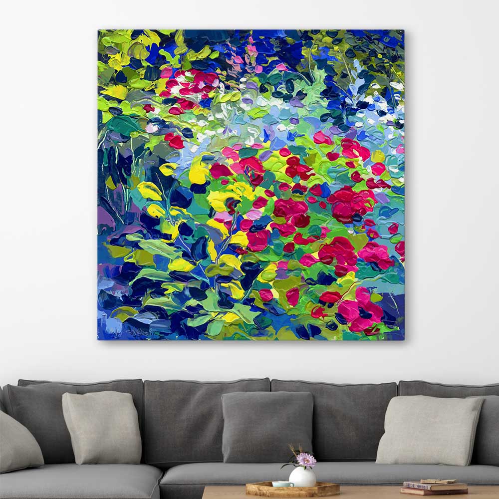 Flourished Dots stretched canvas displayed in a room - part of our high quality canvas abstract wall art collection