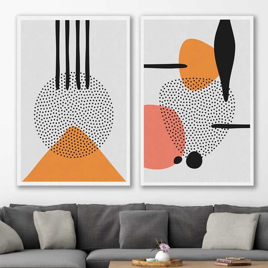 Formations Pair stretched canvas displayed in a room - part of our high quality canvas abstract wall art collection