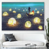 Glowing Moons stretched canvas displayed in a room - part of our high quality canvas abstract wall art collection