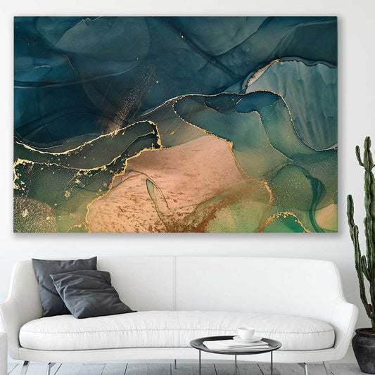 Golden Mist stretched canvas displayed in a room - part of our high quality canvas abstract wall art collection