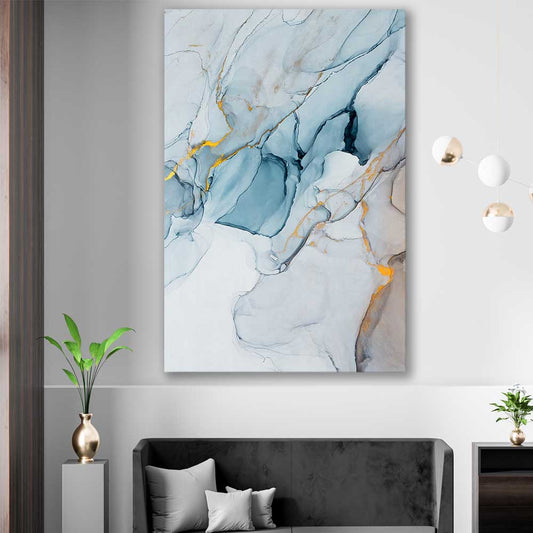 Golden Veins Two stretched canvas displayed in a room - part of our high quality canvas abstract wall art collection