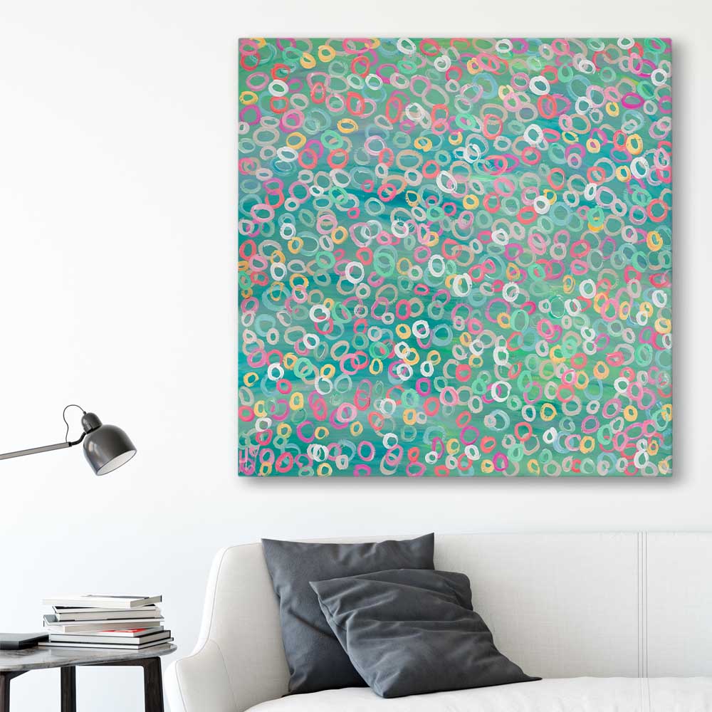 Healthy Molecules stretched canvas displayed in a room - part of our high quality canvas abstract wall art collection