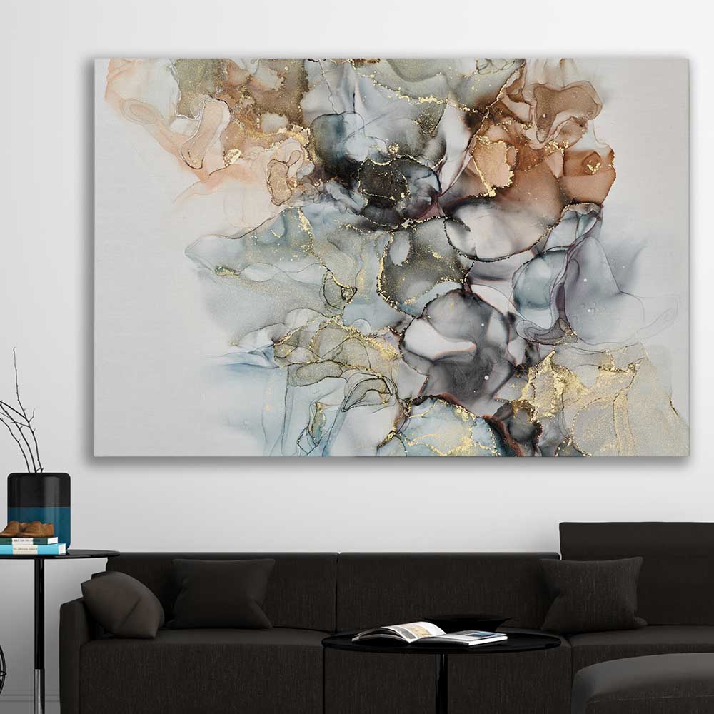 Luxury Waves stretched canvas displayed in a room - part of our high quality canvas abstract wall art collection