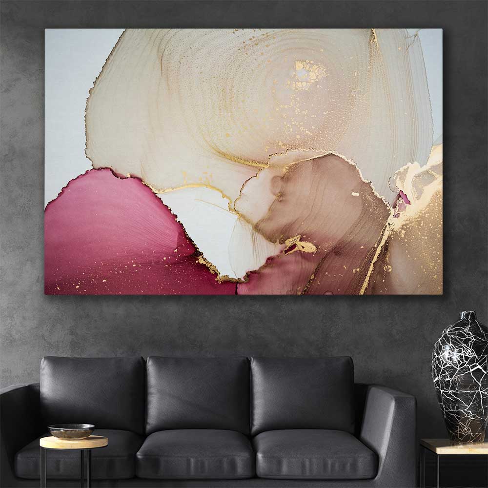 Maroon Depth stretched canvas displayed in a room - part of our high quality canvas abstract wall art collection