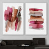 Maroon Tones Pair stretched canvas displayed in a room - part of our high quality canvas abstract wall art collection