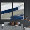 Navy Ocean Pair stretched canvas displayed in a room - part of our high quality canvas abstract wall art collection