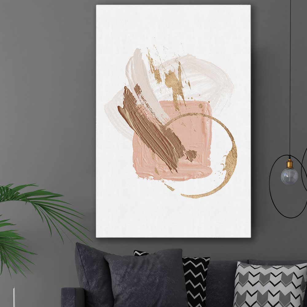 Neutral Strokes Two stretched canvas displayed in a room - part of our high quality canvas abstract wall art collection