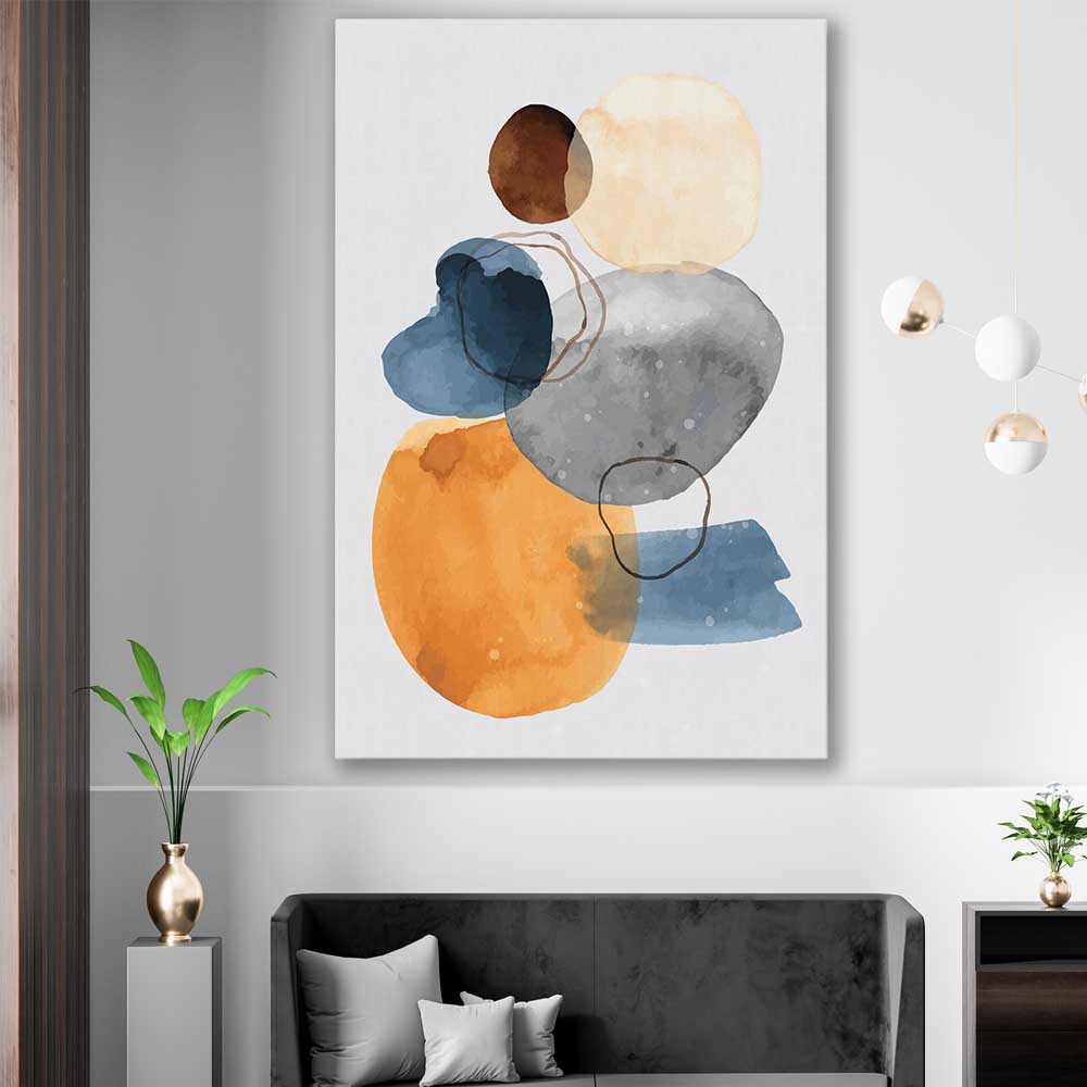 Ocean Tones Two stretched canvas displayed in a room - part of our high quality canvas abstract wall art collection