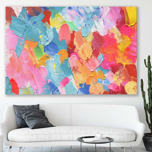 Pastel Palette stretched canvas displayed in a room - part of our high quality canvas abstract wall art collection