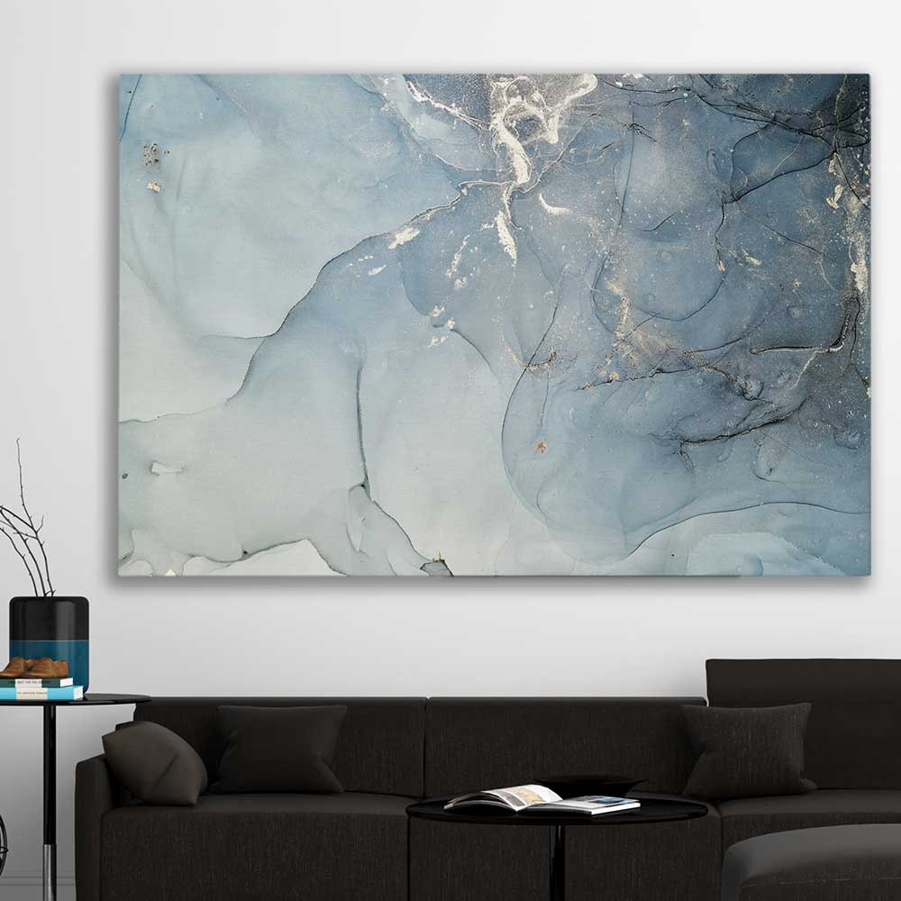 Silver Daze stretched canvas displayed in a room - part of our high quality canvas abstract wall art collection