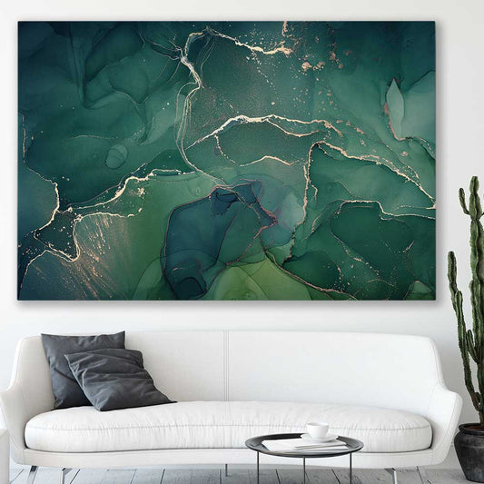 Turquoise Scatter stretched canvas displayed in a room - part of our high quality canvas abstract wall art collection