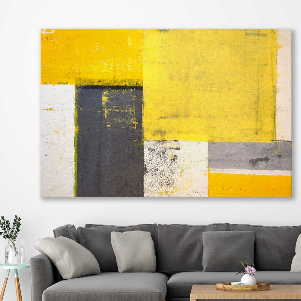 Yellow Texture stretched canvas displayed in a room - part of our high quality canvas abstract wall art collection