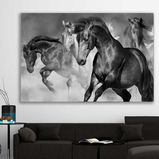 Animal wall art and canvas prints of Majestic Horse on a stretched canvas displayed in a room