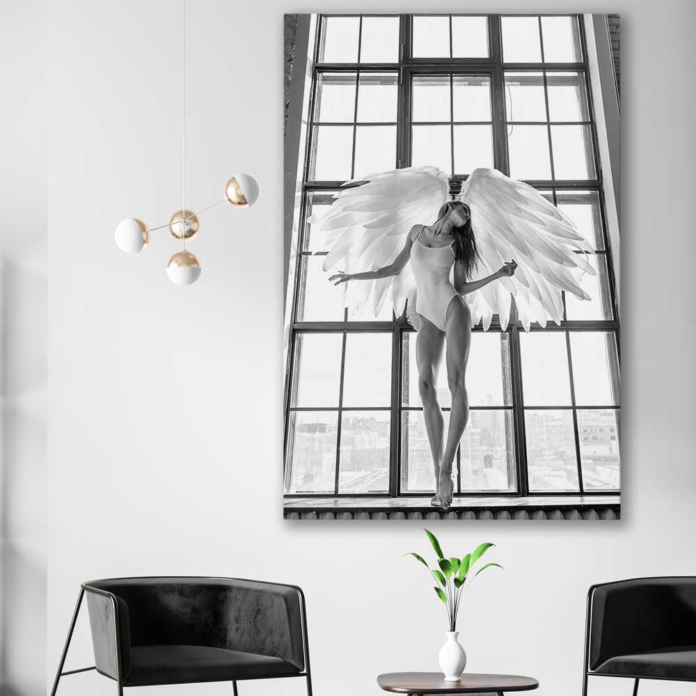 Angel Love One stretched canvas displayed in a room - part of our high quality fashion canvas wall art and prints collection