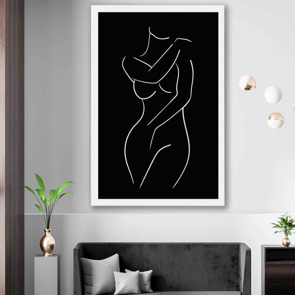 Body Pose Invert stretched canvas displayed in a room - part of our high quality fashion canvas wall art and prints collection