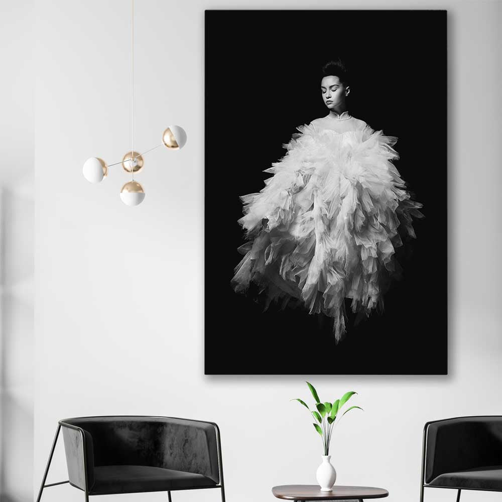 Evening Dress stretched canvas displayed in a room - part of our high quality fashion canvas wall art and prints collection