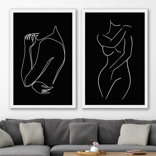 Gentle Hold Pair stretched canvas displayed in a room - part of our high quality fashion canvas wall art and prints collection