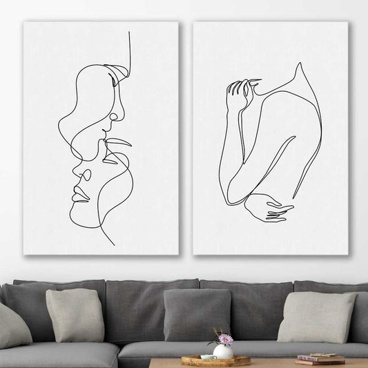 Warmth Pair stretched canvas displayed in a room - part of our high quality fashion canvas wall art and prints collection