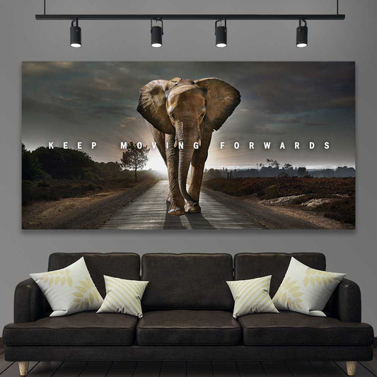 Keep Moving Forwards stretched canvas displayed in a room - part of our high quality fashion canvas wall art and prints collection