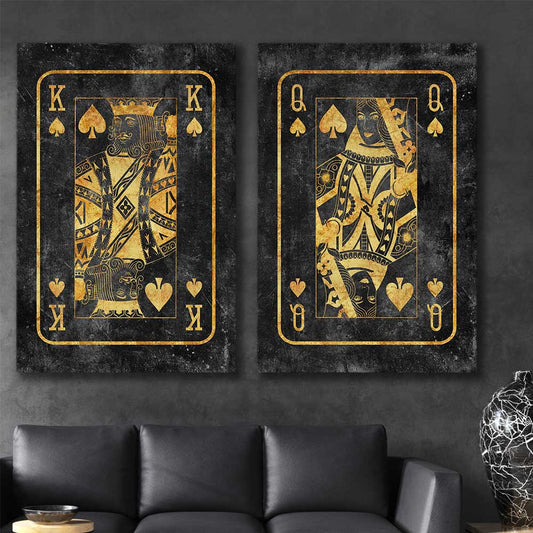 Inspirational wall art print of King of Spades Pair on a stretched canvas displayed in a room