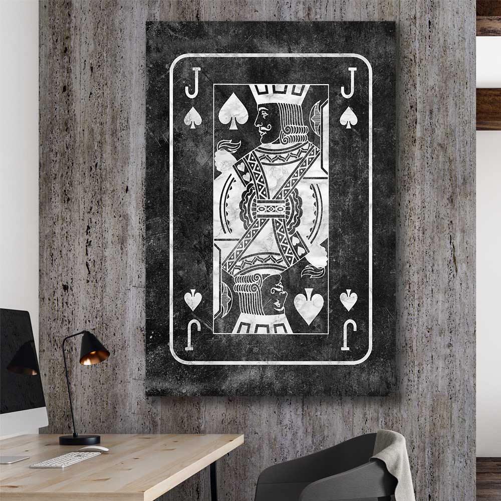 Inspirational wall art print of Marble Jack on a stretched canvas displayed in a room