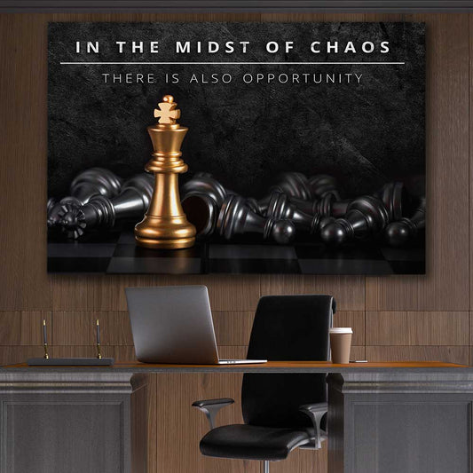 Midst of Chaos stretched canvas displayed in a room - part of our high quality fashion canvas wall art and prints collection