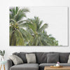 Floral print of Coconut Palms on a stretched canvas displayed in a room