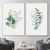 Floral print of Eucalyptus Pair Two on a stretched canvas displayed in a room