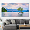 Floral print of Lake Wanaka Landscape on a stretched canvas displayed in a room