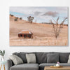 Floral print of Rural Farmhouse on a stretched canvas displayed in a room