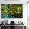 Floral print of Tokyo Bonsai Lake on a stretched canvas displayed in a room