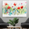 Floral print of Watercolour Red Poppies on a stretched canvas displayed in a room