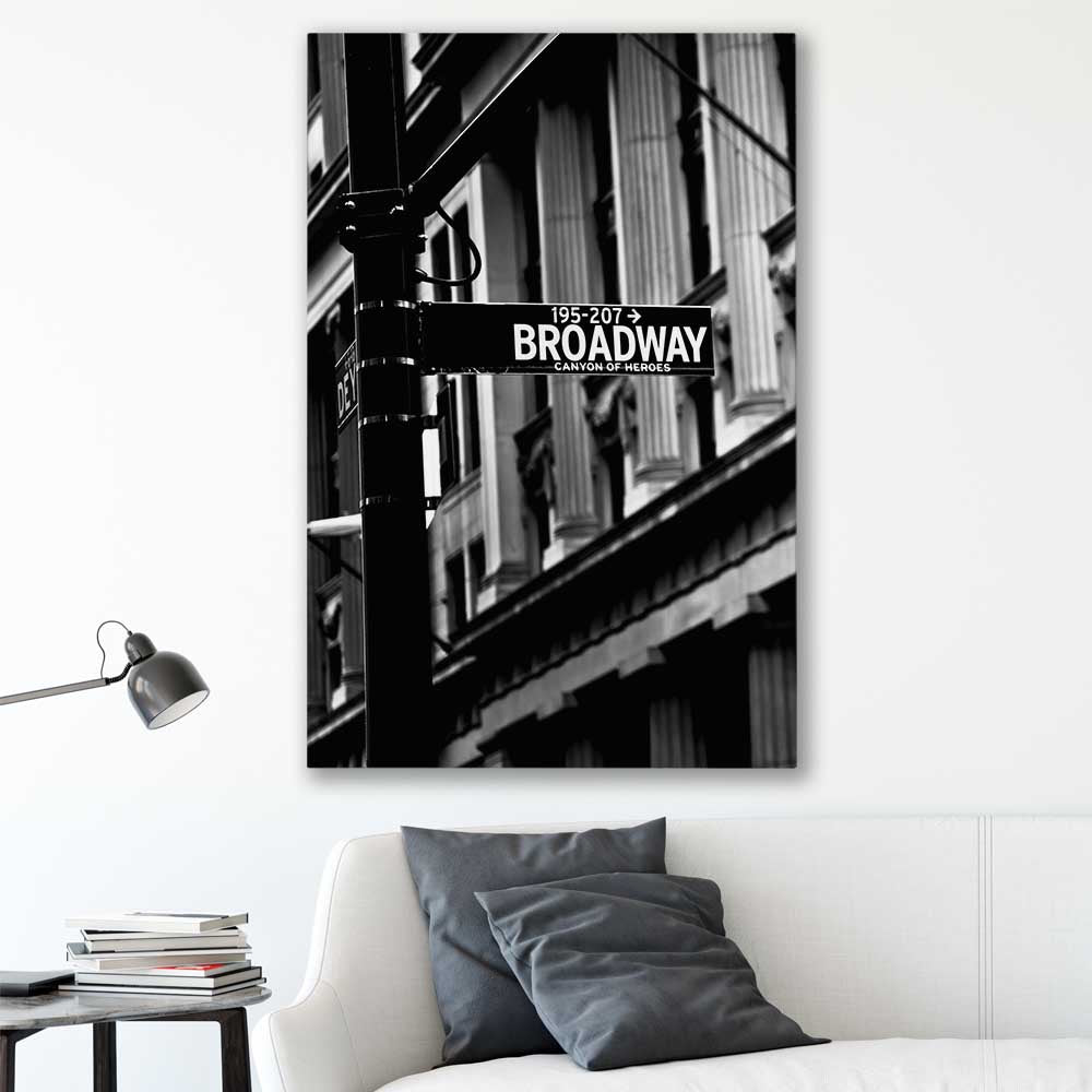 Broadway stretched canvas displayed in a room is a high quality print in our city skyline, travel prints and maps collection
