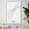 Hagatna City stretched canvas displayed in a room is a high quality print in our city skyline, travel prints and maps collection