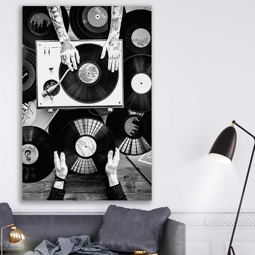 Music Vibes stretched canvas displayed in a room is a high quality print in our city skyline, travel prints and maps collection