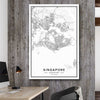 Singapore City stretched canvas displayed in a room is a high quality print in our city skyline, travel prints and maps collection