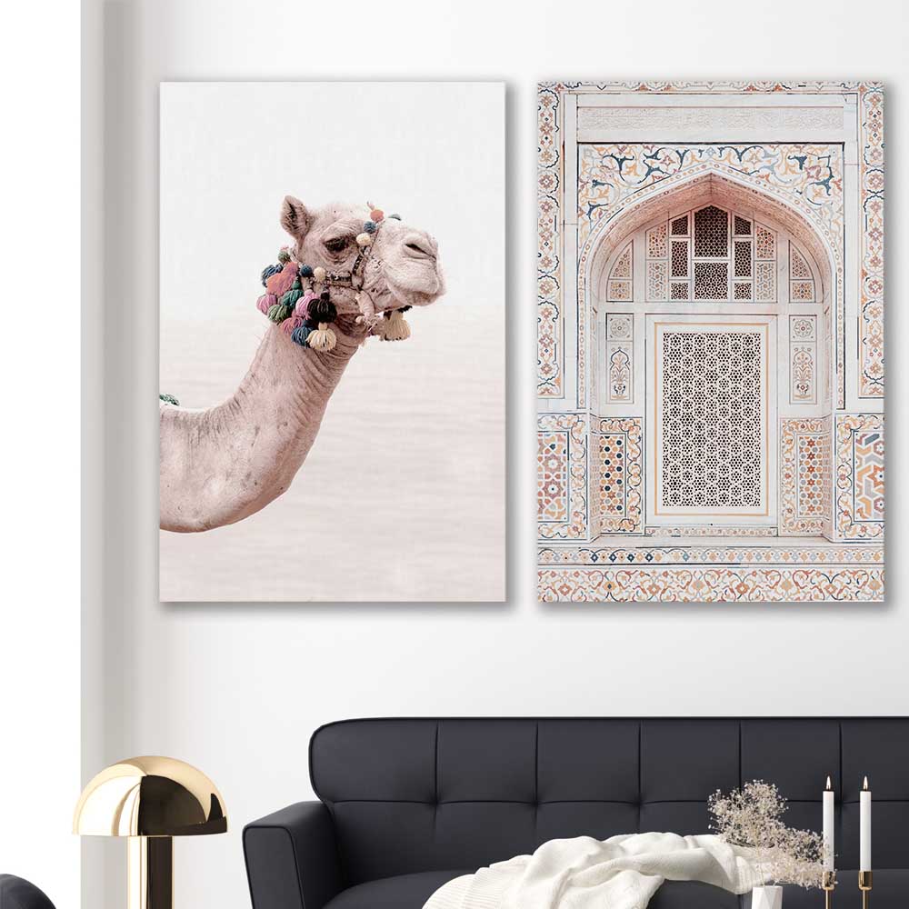 Taj in Arga Pair stretched canvas displayed in a room is a high quality print in our city skyline, travel prints and maps collection