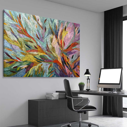 Abstract Australian Nature stretched canvas displayed from an angle in a room - part of our high quality canvas abstract wall art collection