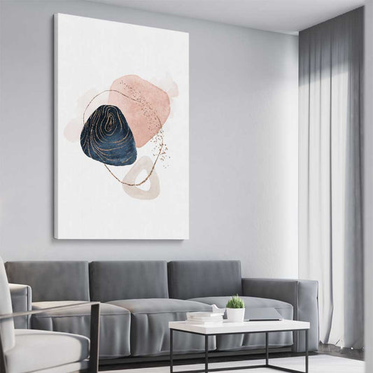 Abstract Circles stretched canvas displayed from an angle in a room - part of our high quality canvas abstract wall art collection
