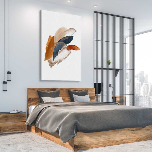 Abstract Strokes One stretched canvas displayed from an angle in a room - part of our high quality canvas abstract wall art collection
